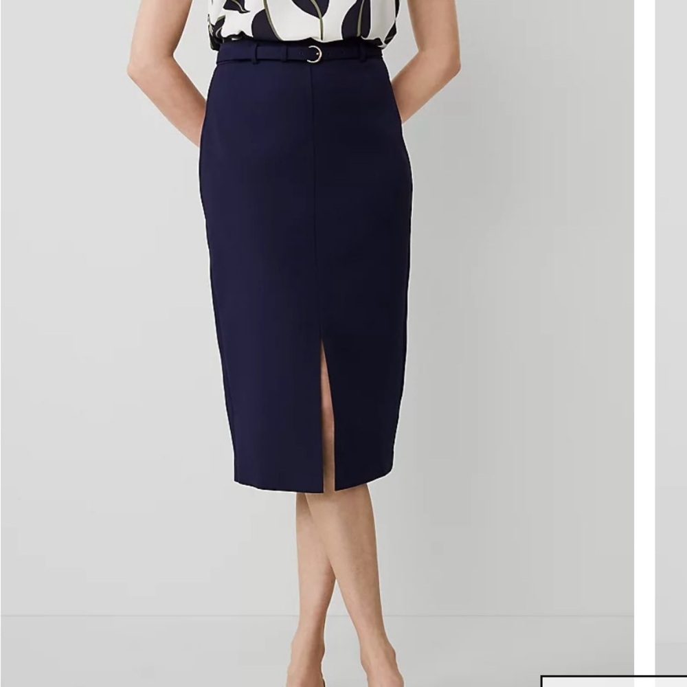 Ann Taylor Blue Knee-Length Pencil Skirt for Work